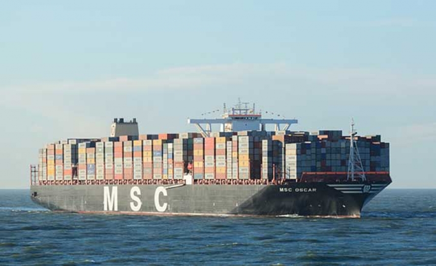The so far largest container ship, the MSC Oscar, was launched in January 2015 with a capacity of 19,223 teu (Twenty-foot Equivalent Unit). That’s as long as four football fields in a row.